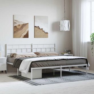 vidaXL Vidaxl - Estructura Cama Sin Colch&oacute;n Con Cabecero Metal Blanco 193x203cm