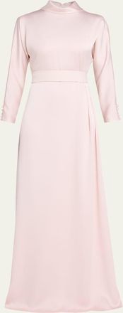 Teri Jon Belted High-Collar Gown