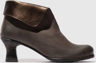 FLY London Womens Zip Up Ankle Boots In Grey/dark Gold