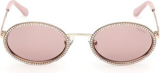 Guess Ovale Zonnebril - Dames - Zonnebrillen - Geel - 52 MM - Accessoires
