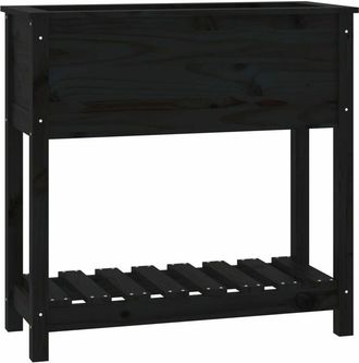 vidaXL Vidaxl - Jardinera con estante madera maciza pino negro 82,5x34,5x81 cm