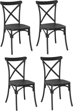 Far Kit 4 Sedie Polipropilene Cucina Bar Ristorante Sedia Interno Esterno Cross Nero 436v