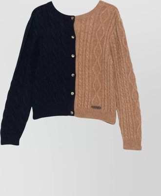 Moschino two-tone cable knit long sleeve top