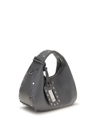 Ganni Studded Hobo Bag - Gray
