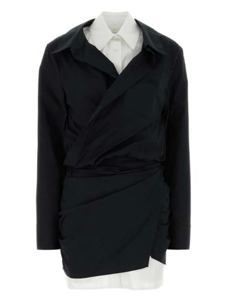 The Attico poplin wrap dress - women - Cotton/Spandex/Elastane - 36 - Black