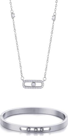 Adornia Crystal Bracelet & Necklace Set in Silver at Nordstrom Rack