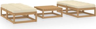 vidaXL Juego De Muebles De Jard&iacute;n 5 Pzas Y Cojines Madera Pino Maciza Vidaxl