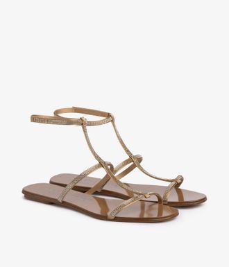 Pedro Garcia Gladiator-style metallic satin sandal with crystals |Enola | Spring Summer 26 |PEDRO GARCIA