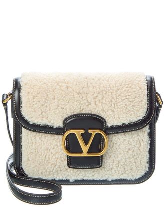 Valentino Vlogo Shearling & Leather Shoulder Bag