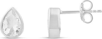SHYMI Fancy Bezel Stud Earrings in Silver/White/pear Cut at Nordstrom