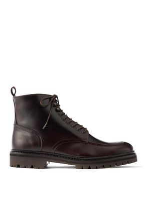 Mr P. Commander Shearling-Lined Leather Lace-Up Boots