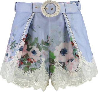 Zimmermann Everley Floral Printed Belted Shorts