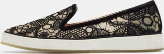 Nicholas Kirkwood Black/beige Lace And Mesh Alona Smoking Slipper