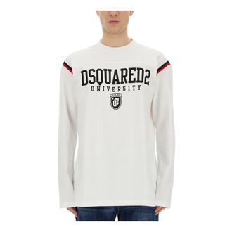 Dsquared2 Long Sleeve Tops, male, White, Size: S Varsity Fit Tee