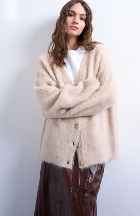 Topshop Alpaca Blend Cardigan in Beige at Nordstrom Rack, Size X-Small