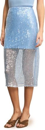 Veronica Beard Allora Sequin Mesh Midi Skirt in Blue Jay at Nordstrom, Size 10