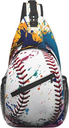 Generic Colorful Paint Baseball Crossbody Bag Trendy Sling Bag Adjustable Crossbody Bags For Men Casual Shopping