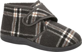 Generic Mens Fleece Lined Winter Boots - Cozy Checkered Touch-Fastening Ankle Shoes - Warm,Cosy & Stylish Checkered Grey UK 11