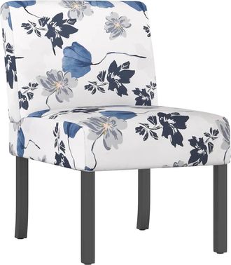 vidaXL Silla Tapizada De Tela Con Estampado De Flores Azul Vidaxl