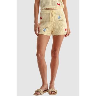 Lush Embroidered Knit Shorts in Butter Yellow at Nordstrom Rack, Size X-Small