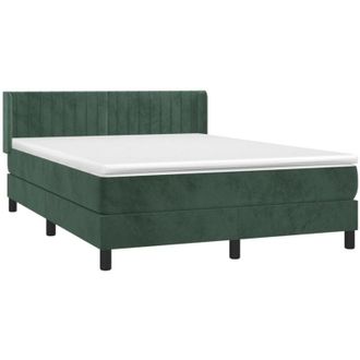 vidaXL Cama Box Spring Con Colch&oacute;n Terciopelo Verde Oscuro 140x190 Cm Vidaxl