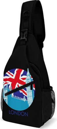 Generic England Big Ben Flag Unisex Shoulder Bags Casual Crossbody Chest Bag Sling Backpack for Hiking Cycling Travel