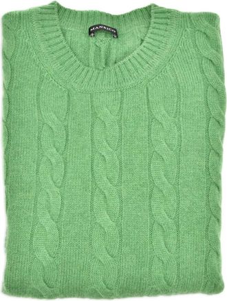 Manrico Cashmere Kabelgebreide trui - Groen