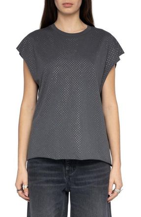Zadig&Voltaire Cloe Strass Crystal Embellished Dolman Sleeve Top in Medium Grey at Nordstrom, Size X-Small