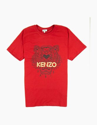 Kenzo Mens Kenzo Glitter Tiger T-shirt Red - Size: 40