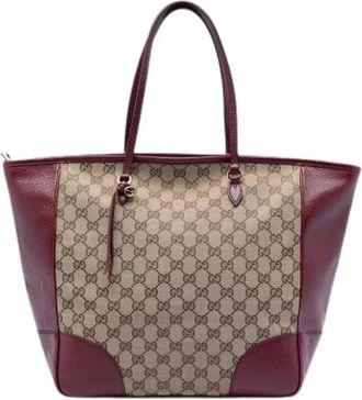 Gucci Pre-owned Canvas Tote Bag - Dames - Vintage Shopper - Bruin - ONE Size - Leer - Vintage