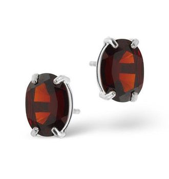 The Diamond Store Garnet 7 x 5mm and 9K White Gold Earrings
