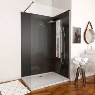 Aurlane Paneles Murales Negros 120+90 - Perfiles Cromados Y Plato Acrilico 120x90