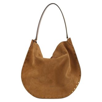 Isabel Marant Tassen, Dames, Bruin, ONE Size, Leer, Zachte Hobo Tas met Studs