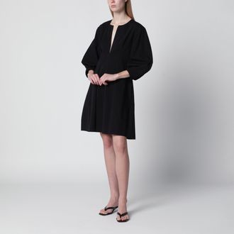 Toteme Cotton dress with balloon sleeves in black