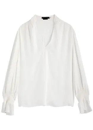 Alice & Olivia Onica Chiffon Blouse - Off White - XL (UK16 /xl)