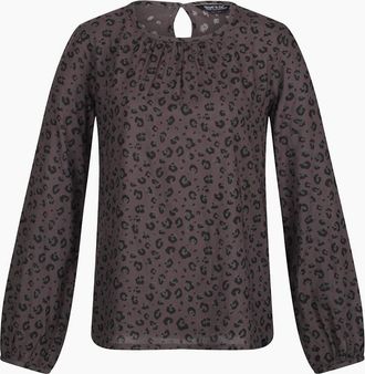 Regatta Womens Keyhole Neck Long Sleeve Blouse - Black Animal - Size: 18