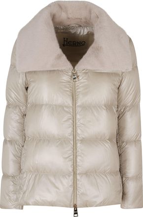 Herno Chantilly Quilted Faux Fur Lapel Down Jacket