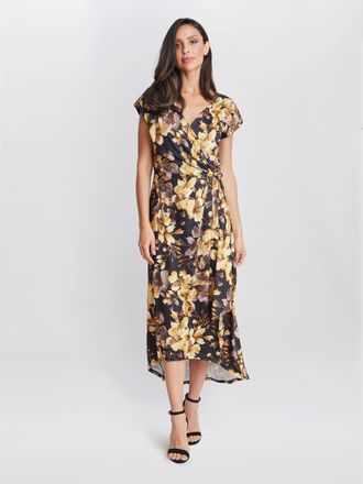 Gina Bacconi Womens Remi Printed Maxi Dress - Black - Size 14 UK