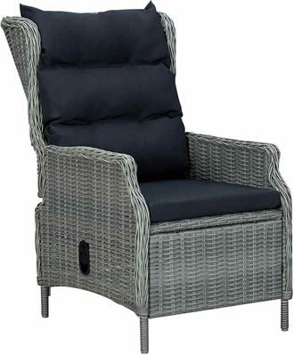 vidaXL Vidaxl - Sill&oacute;n Reclinable De Jard&iacute;n Cojines Rat&aacute;n Sint&eacute;tico Gris Claro