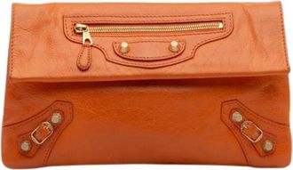 Balenciaga Pre-owned Clutches, female, Orange, Size: ONE SIZE Pre-owned Leather Clutch