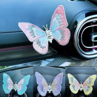 OEM Accesorios Para El Coche Con Mariposas Simuladas, Decoraci&oacute;n Para El Salpicadero, Peque&ntilde;os Adornos Con Mariposas Bordadas Batiendo Sus Alas