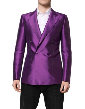 Dolce & Gabbana Purple Double Breasted Men Suit Coat Blazer Polyester