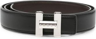 Hogan Gladde-nerf Lederen Riem - Dames - Riemen - Zwart - 90 CM - Leer - Accessoires