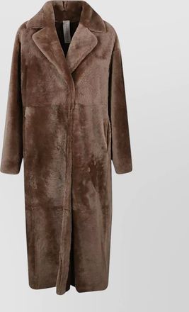 Furling lambskin long v-neck coat