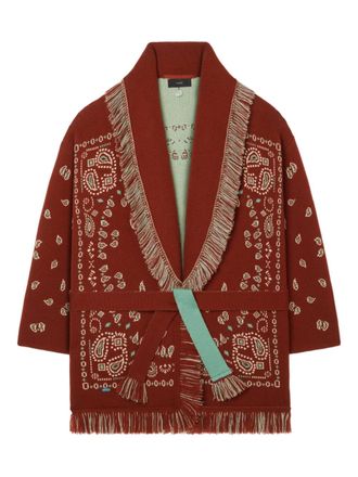 Alanui Bandana jacquard fringed cardigan - Brown