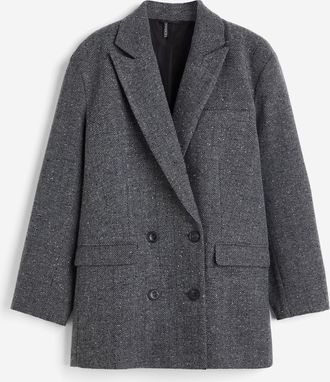 H&M Zweireihiger Blazer in Oversize-Passform - Grau