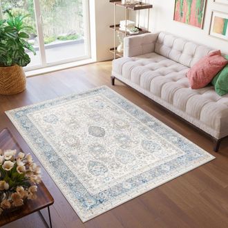 Tapiso Alfombra de polipropileno en gris, azul y crema 300x400 cm