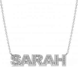 Allurez Diamond Block Font Name Pendant Necklace 14K White Gold