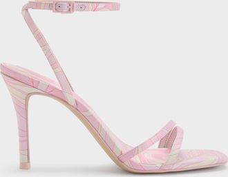 Charles & Keith Swirl-Print Ankle-Strap Heels