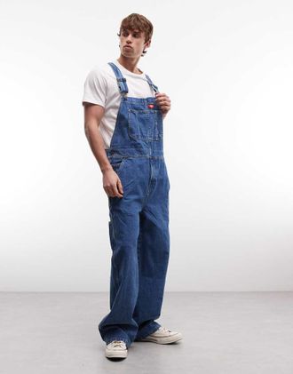Dickies Salopette ampia in denim color blu classico
